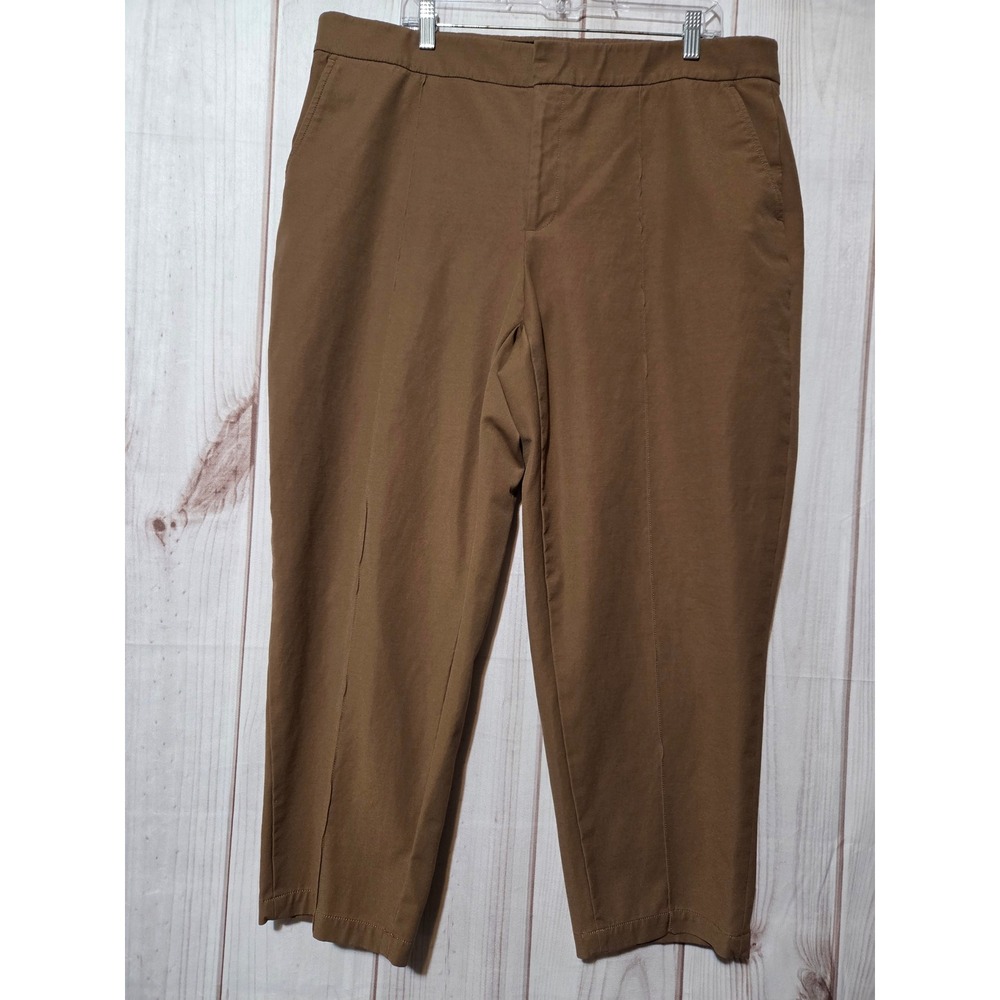 Lands End 18W High Rise Comfort Waist Ankle Pants Brown Straight Leg Stretch